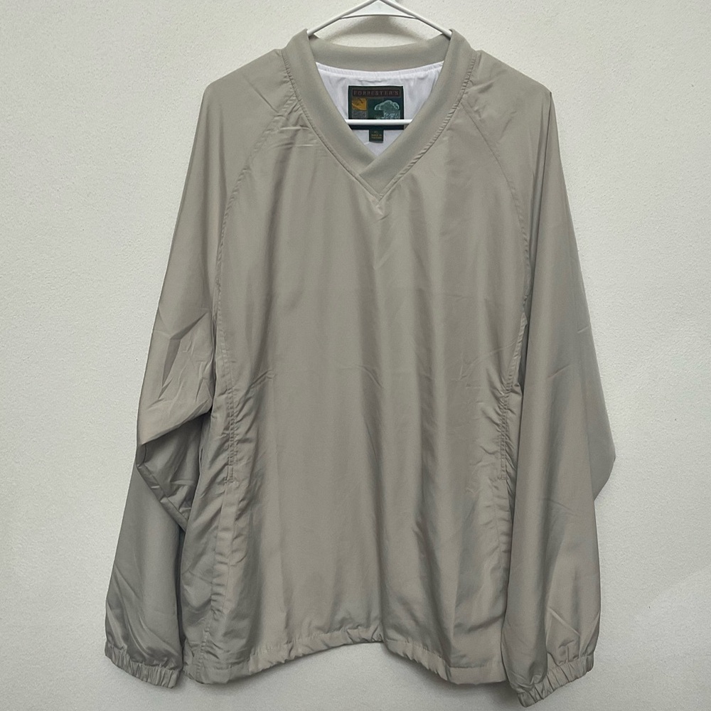 Forrester's Khaki Cream Sporttech Outwear V-Neck Windbreaker Size XL Men Preppy